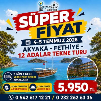 İzmir Çıkışlı Akyaka - Fethiye - 12 Adalar Tekne Turu